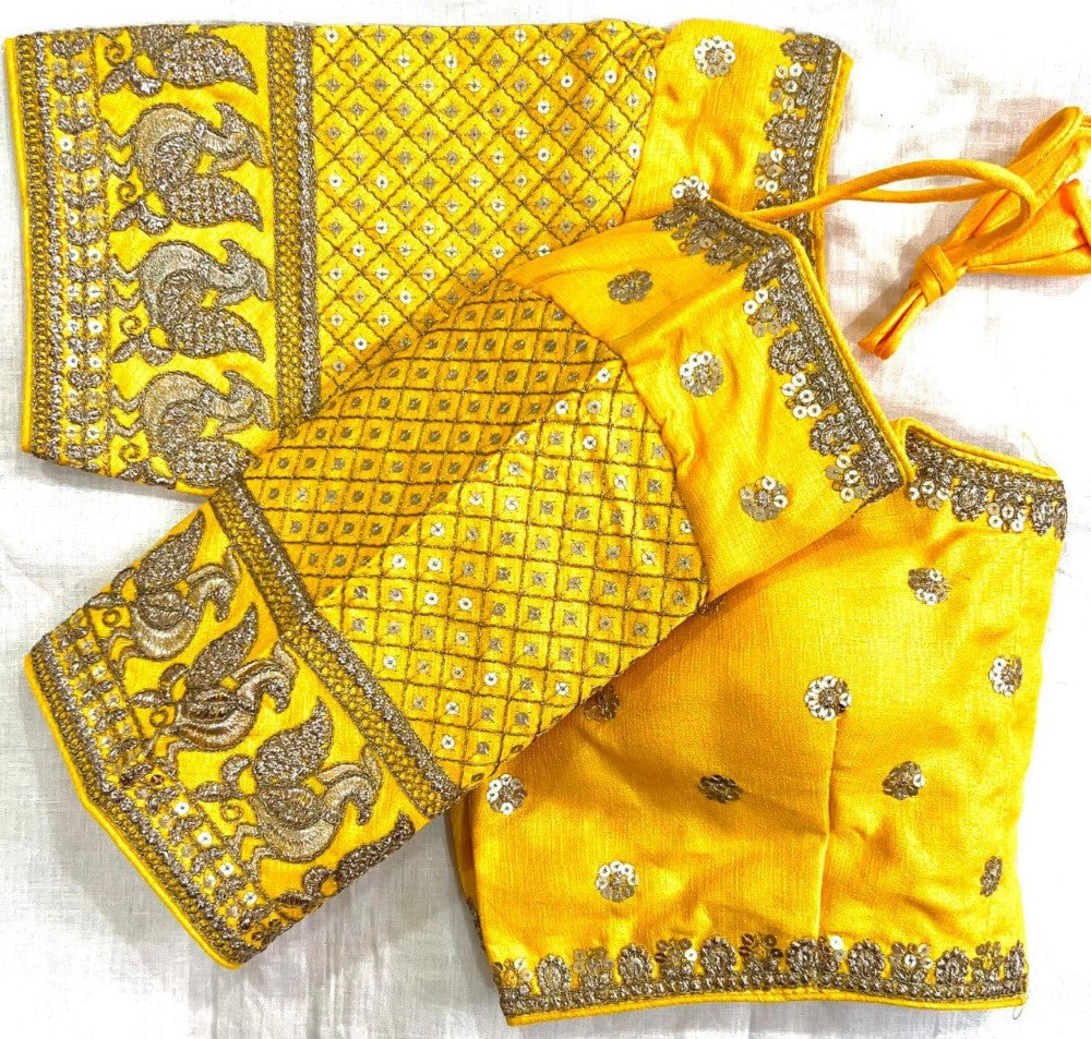 Women's wear blouse Embroidery with sequence work Cobra silk fabric Padded blouse