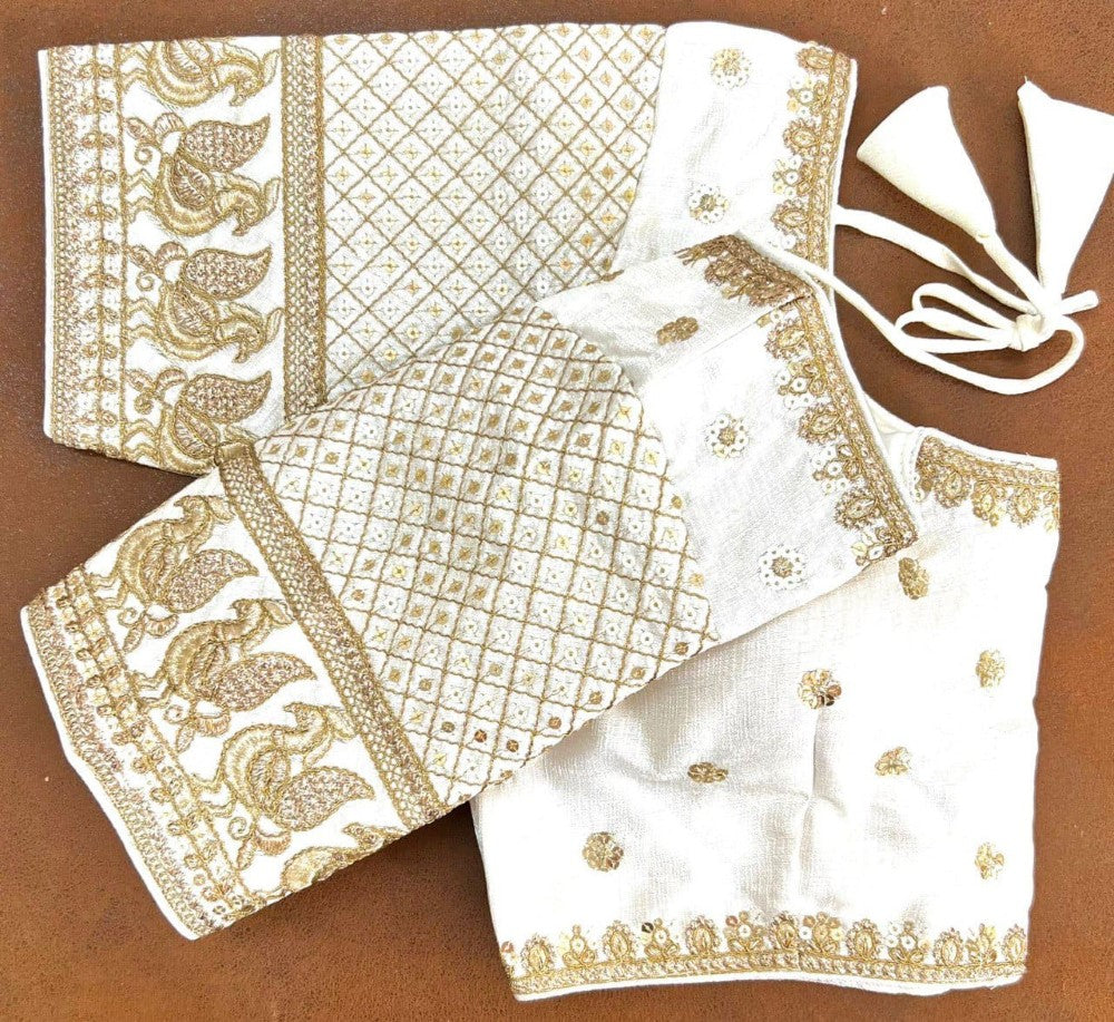 Women's wear blouse Embroidery with sequence work Cobra silk fabric Padded blouse