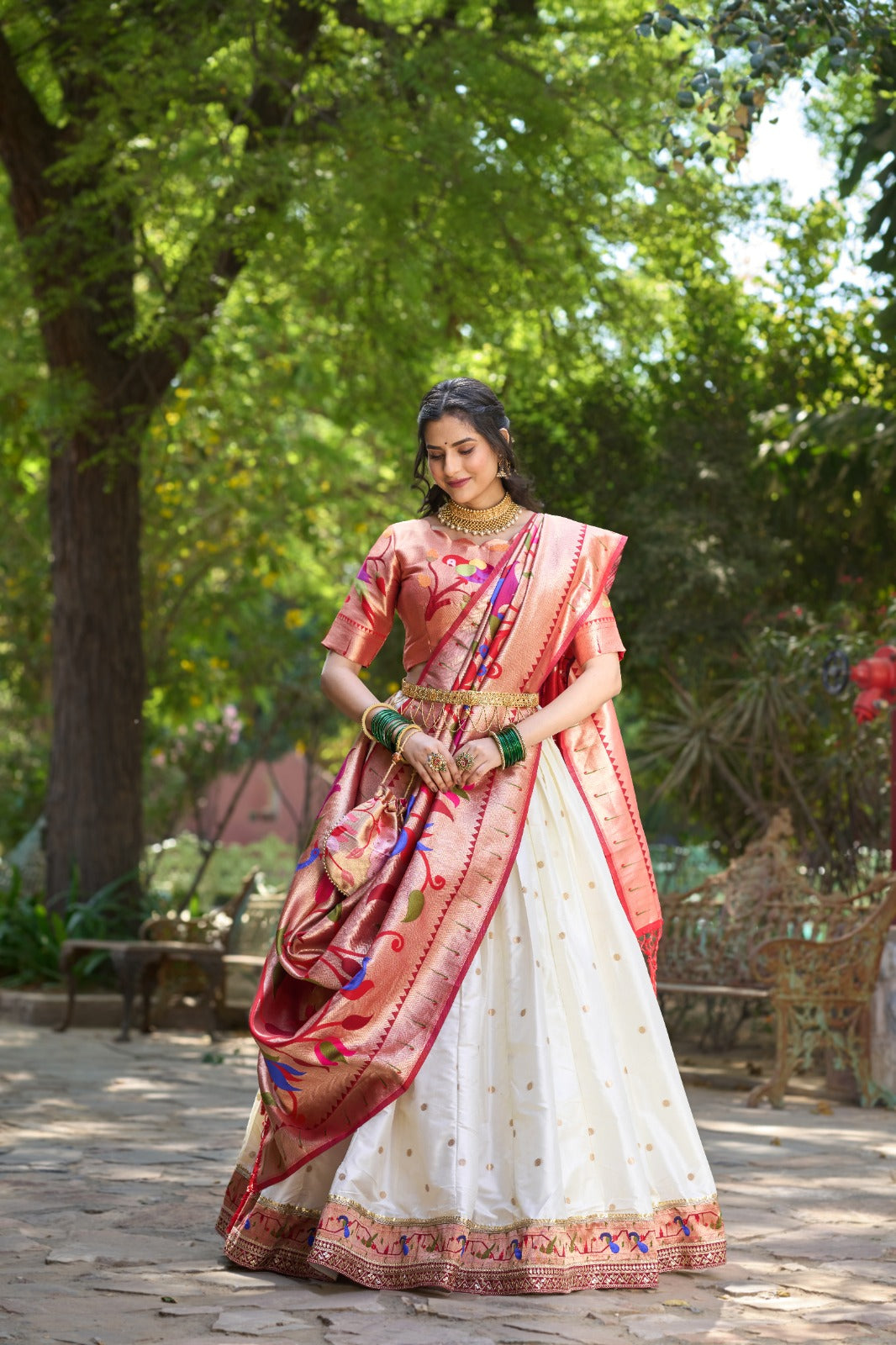 Jacquard Silk lehenga set Paithani Pattern lehenga choli with Batwa