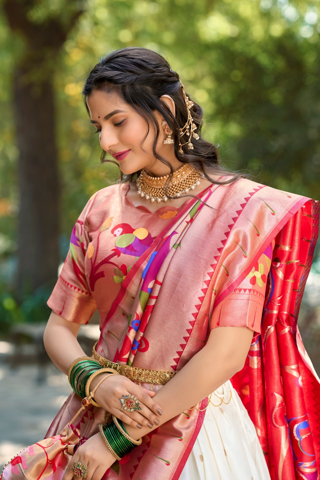 Jacquard Silk lehenga set Paithani Pattern lehenga choli with Batwa