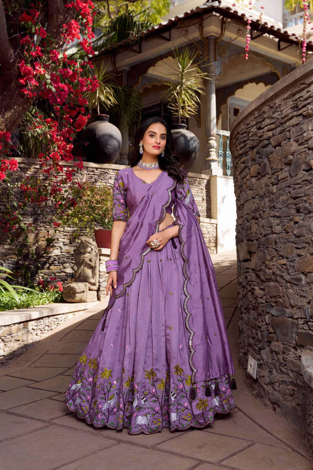 Lavender lehenga choli with Dupatta Vichitra shimmer fabric Sequence work Embroidered lehenga