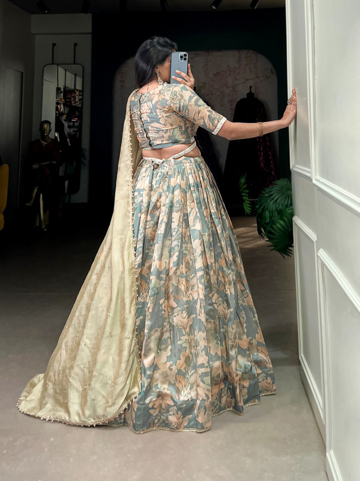 Tussar silk Printed lehenga with stitched blouse Indian wear Lehenga choli with dupatta