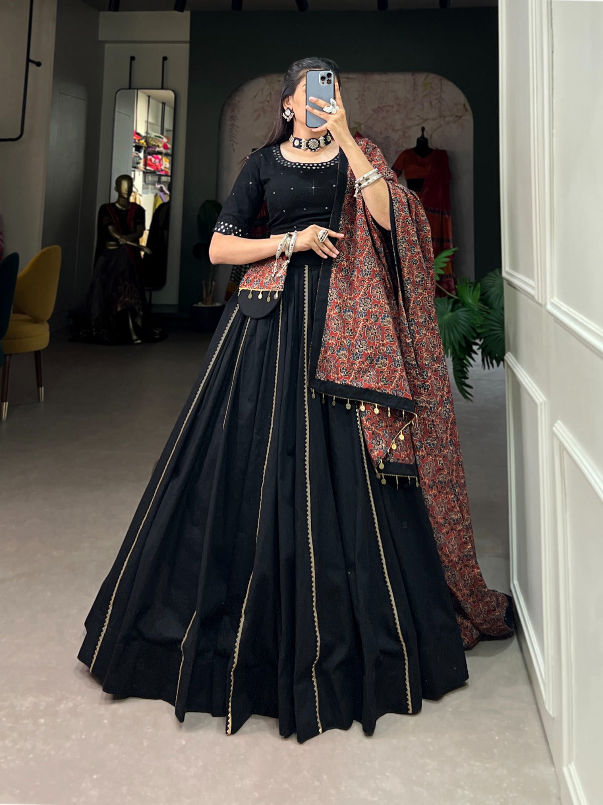 Pure Cotton Lehenga choli Gota patti work lehenga with purse Indian Ghagra choli with Dupatta