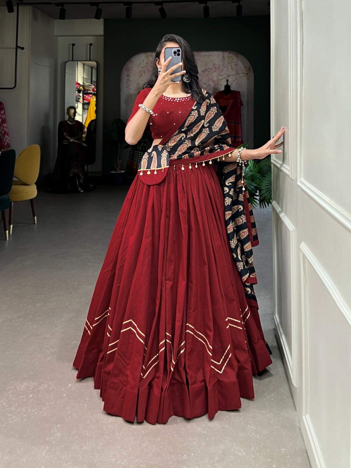Pure Cotton Lehenga choli Gota patti work lehenga with purse Indian Ghagra choli with Dupatta