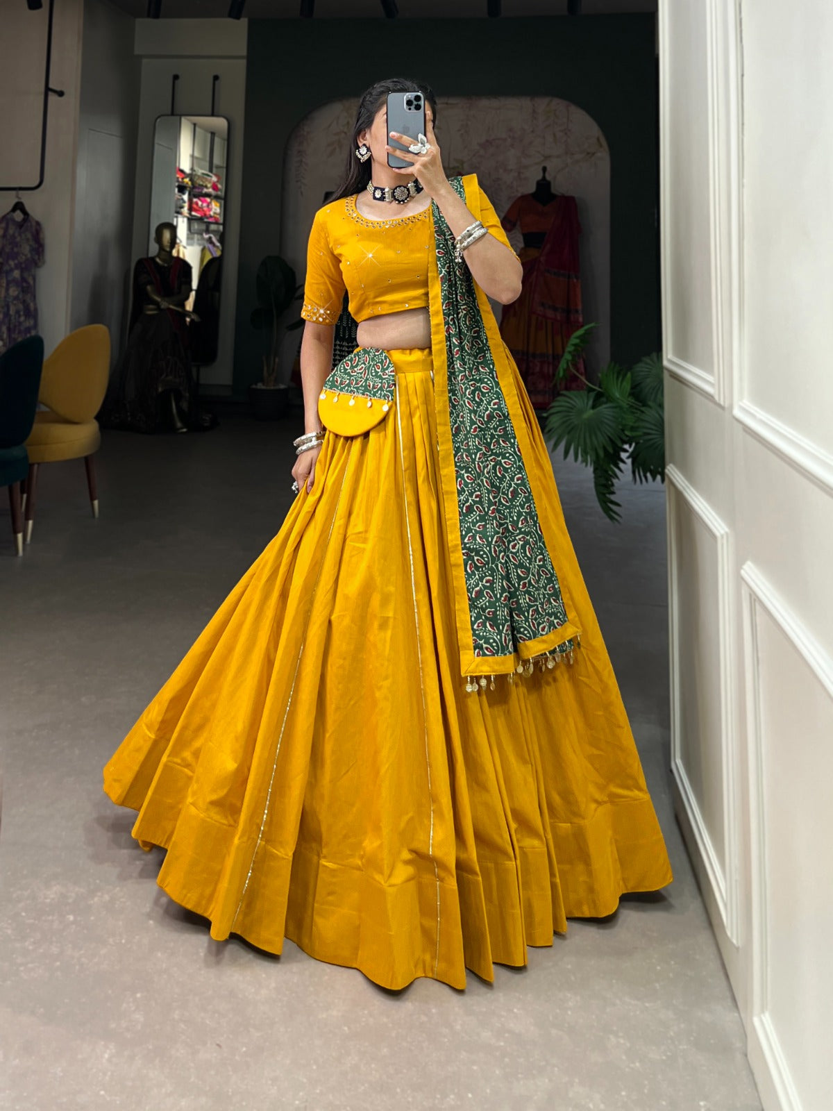 Pure Cotton Lehenga choli Gota patti work lehenga with purse Indian Ghagra choli with Dupatta
