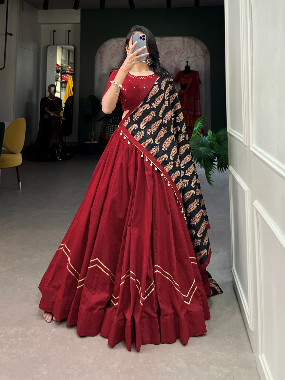 Pure Cotton Lehenga choli Gota patti work lehenga with purse Indian Ghagra choli with Dupatta