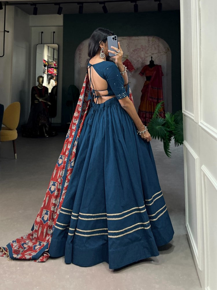 Pure cotton lehenga choli set Gota Patti work and Purse
