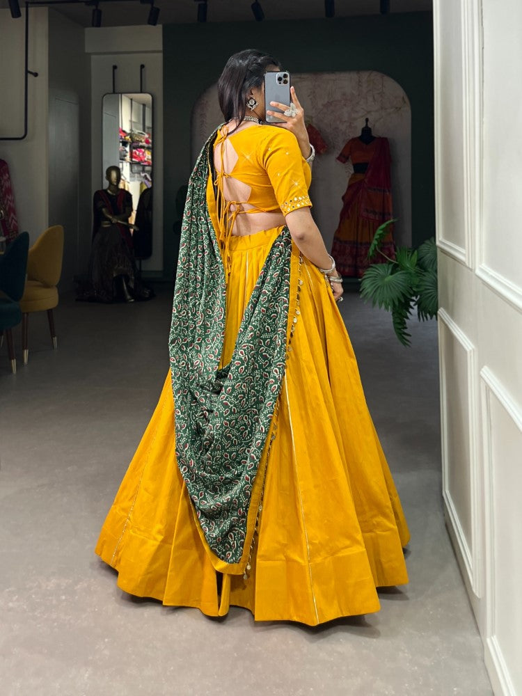Pure cotton lehenga choli set Gota Patti work and Purse