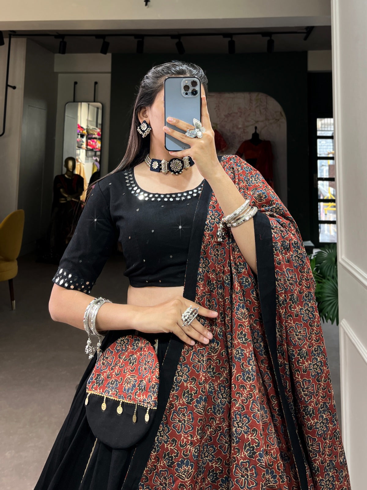 Pure Cotton Lehenga choli Gota patti work lehenga with purse Indian Ghagra choli with Dupatta