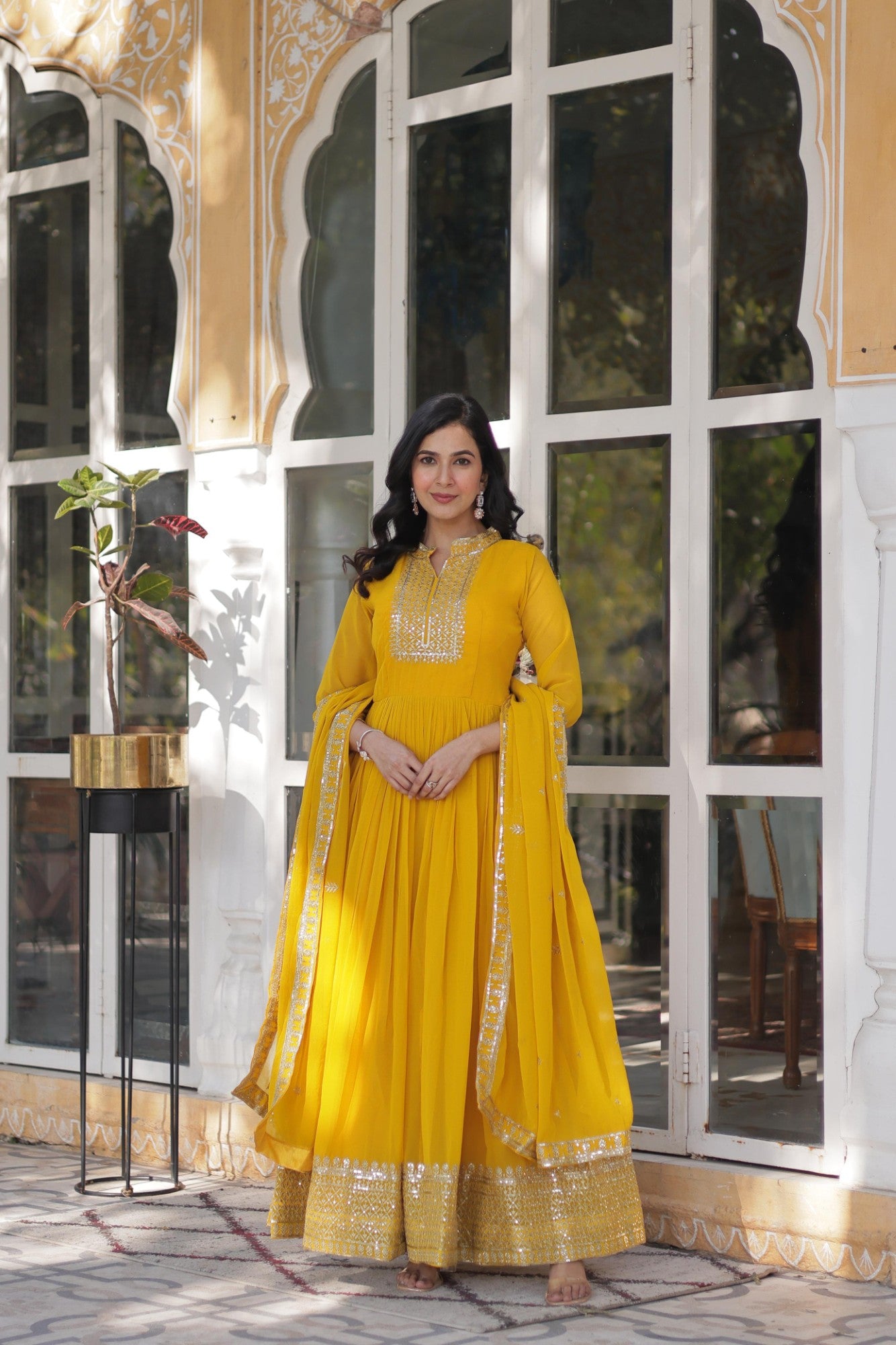Readymade Gown with Dupatta for women Embroidered work