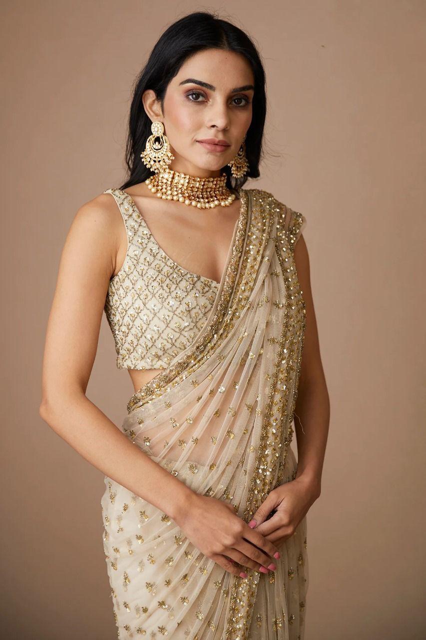 Designer embroidery with sequence work Soft butterfly net saree Women's wear Sequin sari