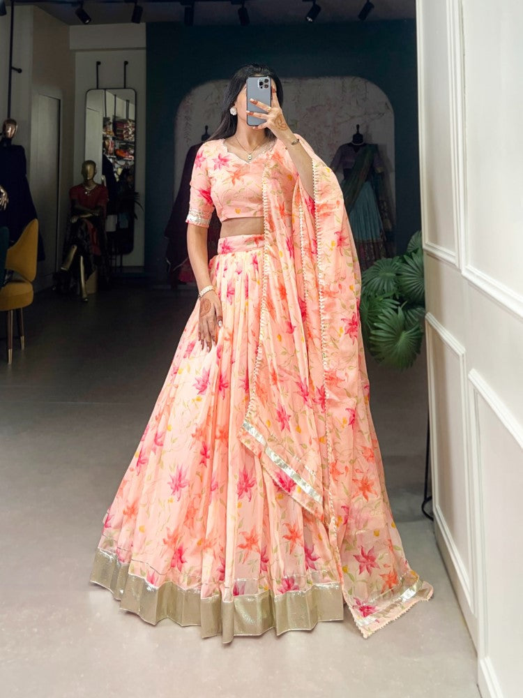 Floral lehenga choli Tabby silk fabric Printed Lehenga choli set