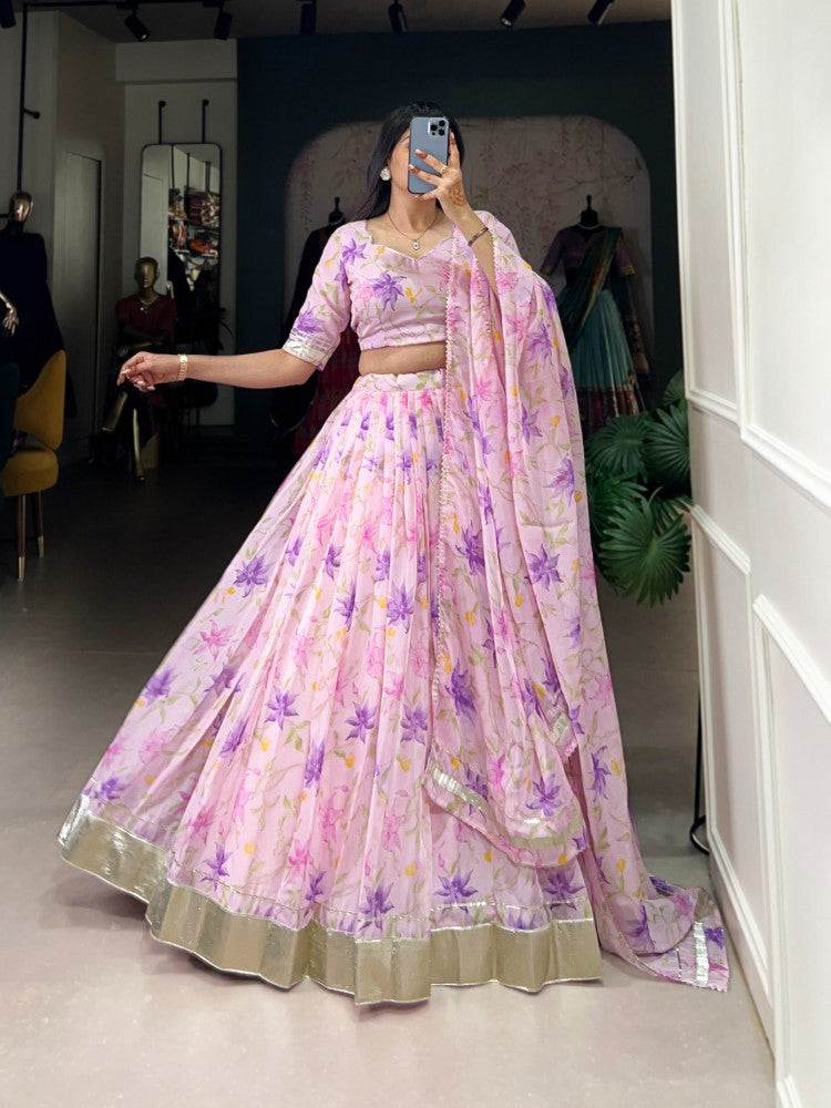 Floral lehenga choli Tabby silk fabric Printed Lehenga choli set