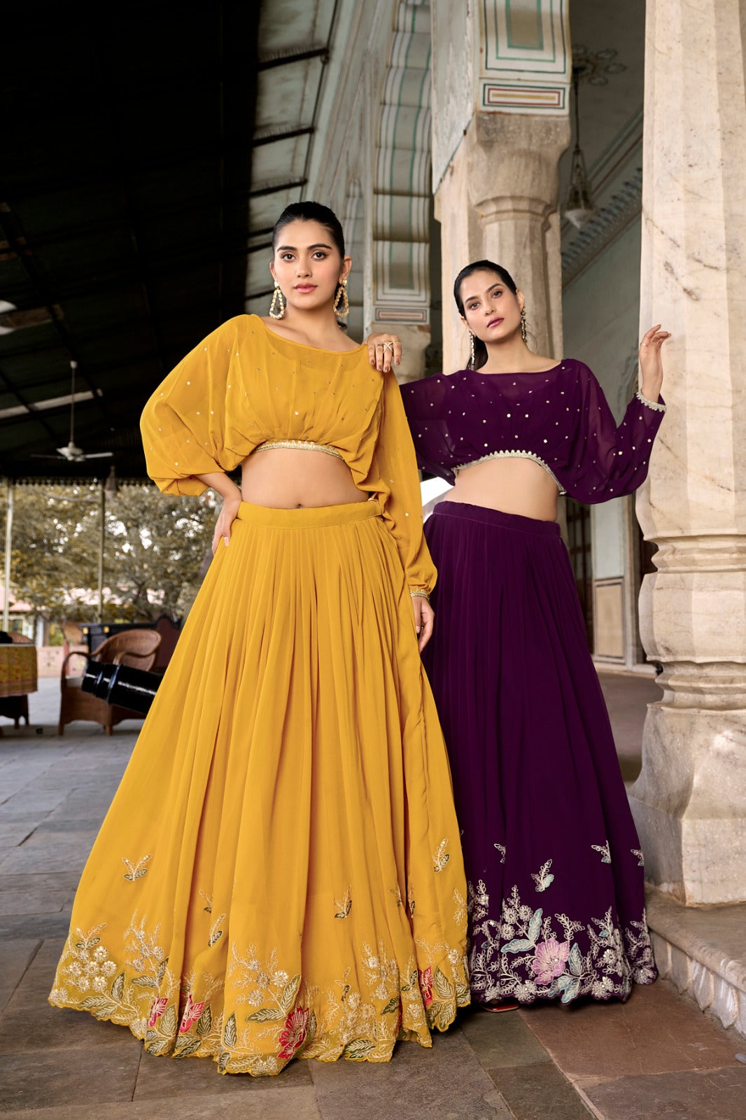 Co ord lehenga choli set Georgette fabric Sequence with embroidery work lehenga