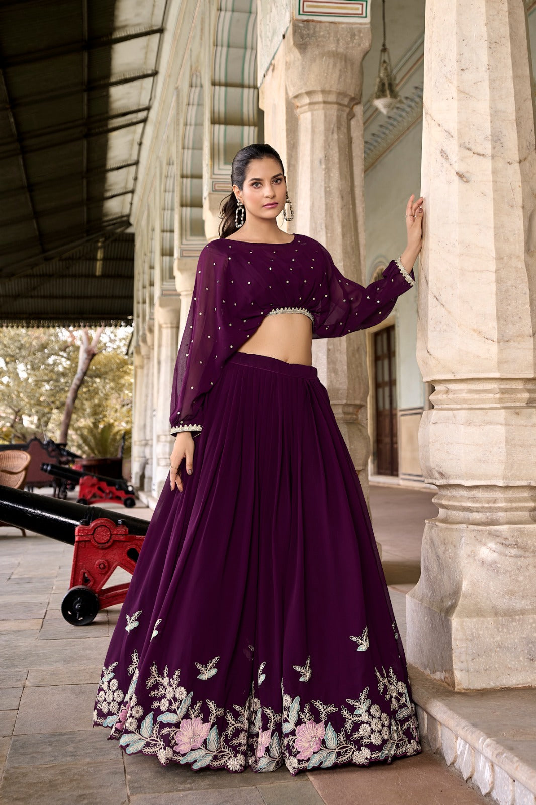 Co ord lehenga choli set Georgette fabric Sequence with embroidery work lehenga