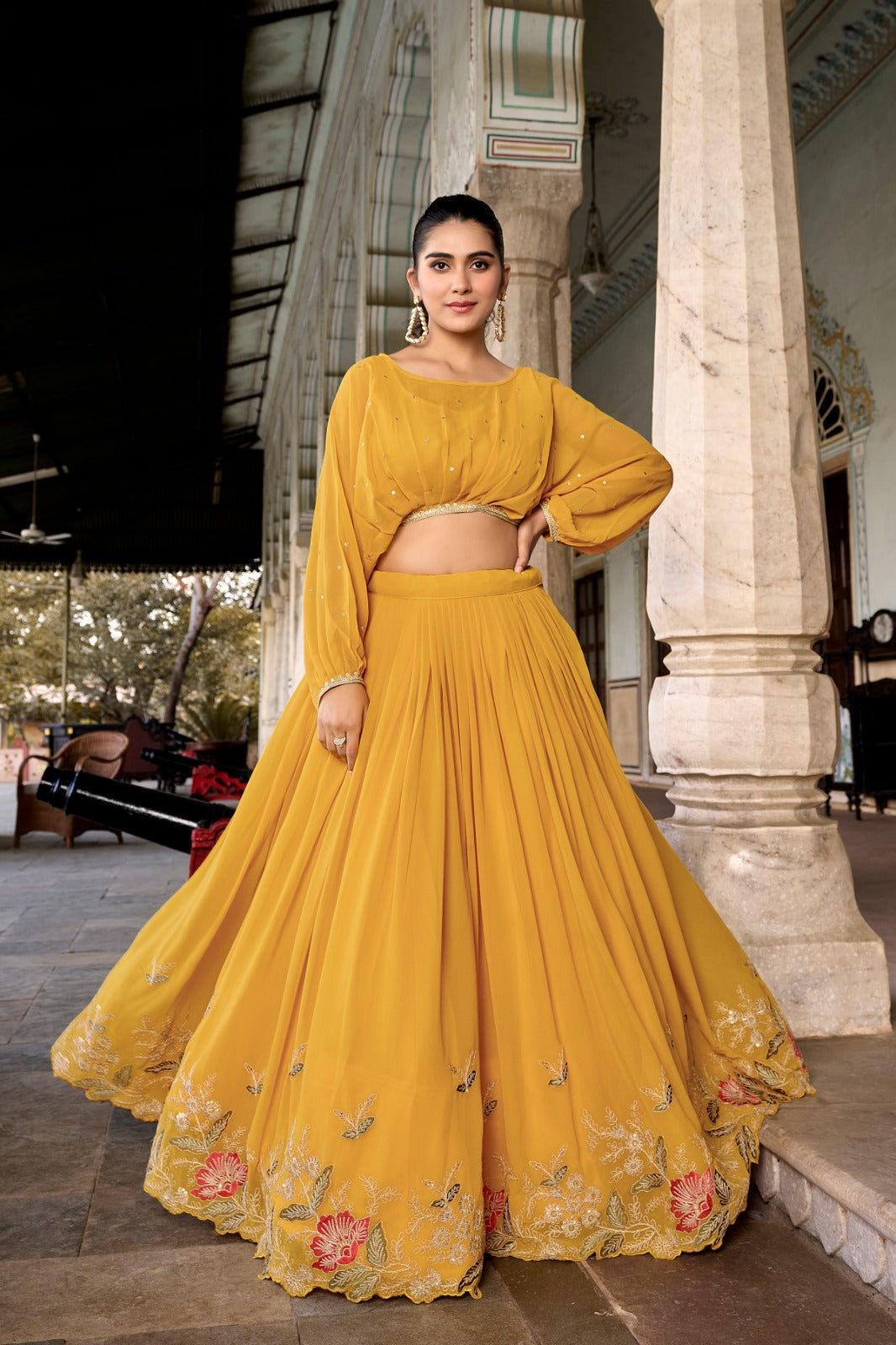 Co ord lehenga choli set Georgette fabric Sequence with embroidery work lehenga
