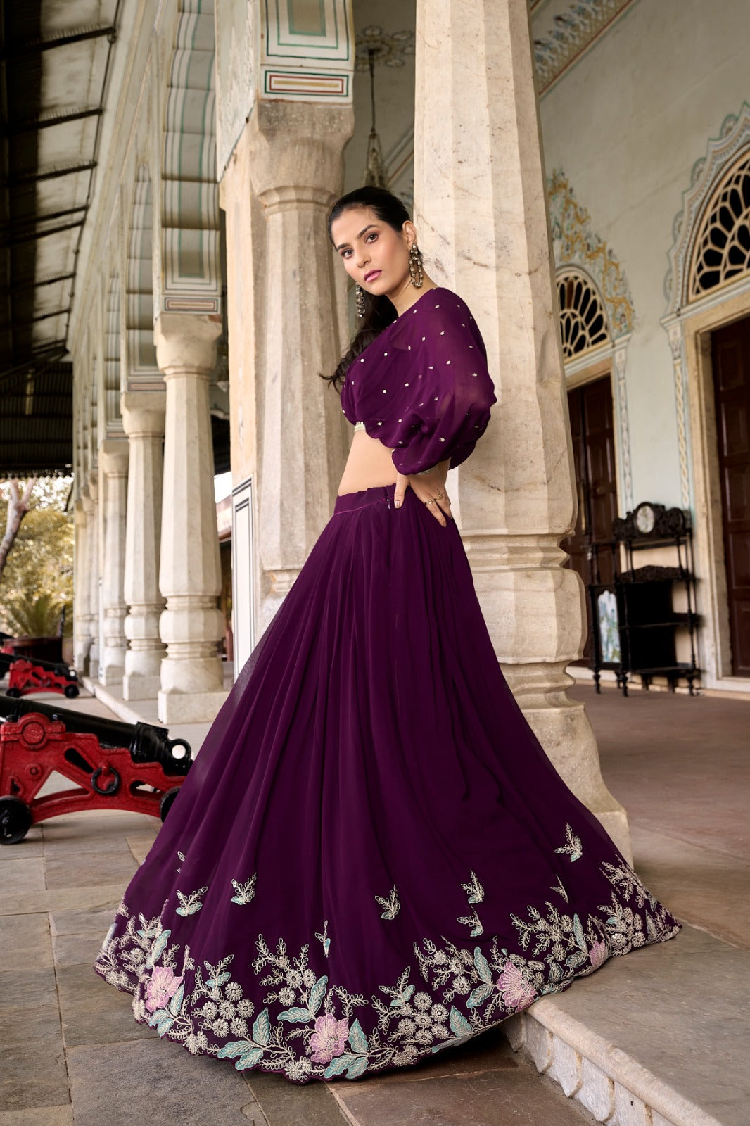 Co ord lehenga choli set Georgette fabric Sequence with embroidery work lehenga