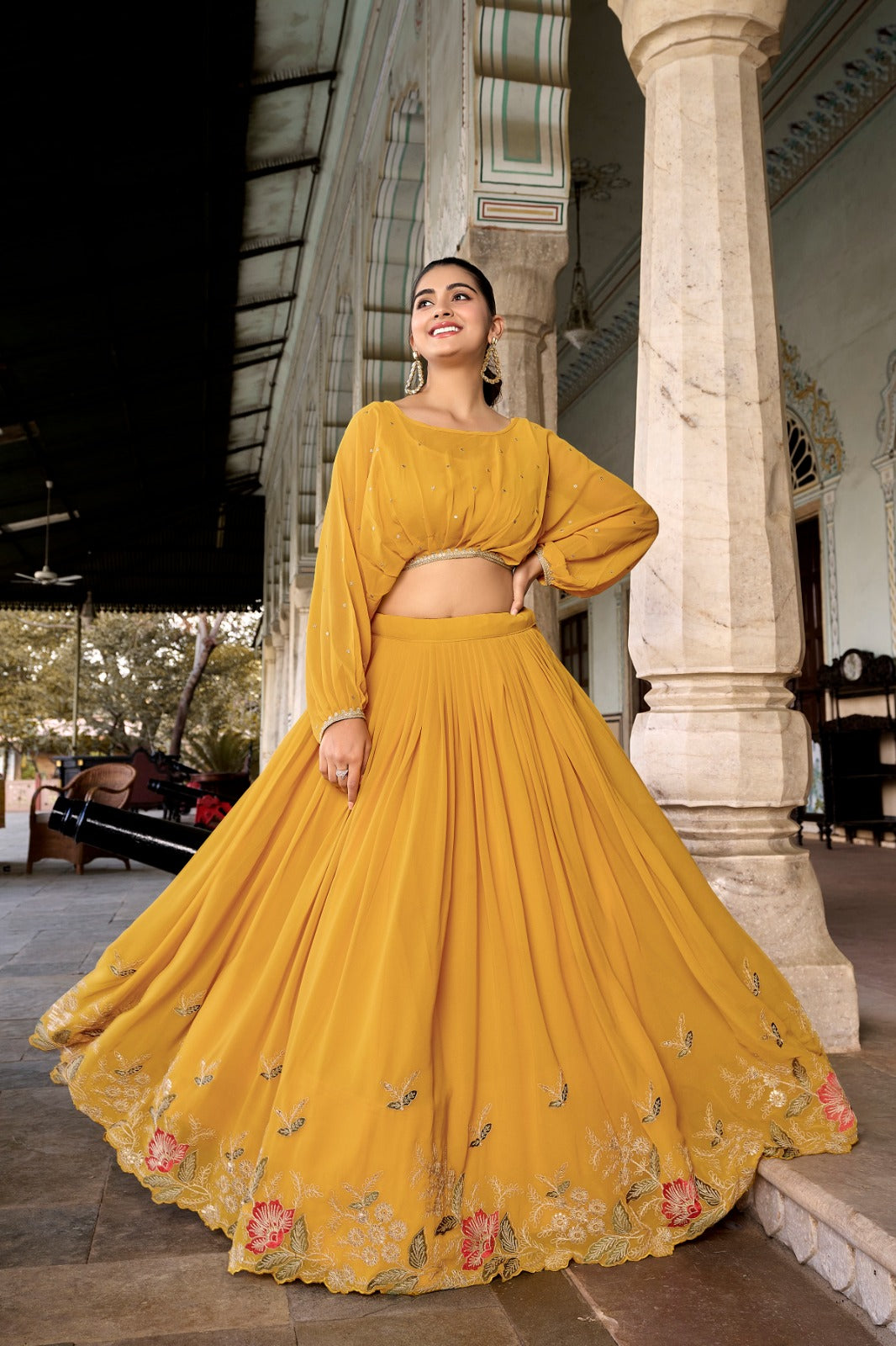 Co ord lehenga choli set Georgette fabric Sequence with embroidery work lehenga