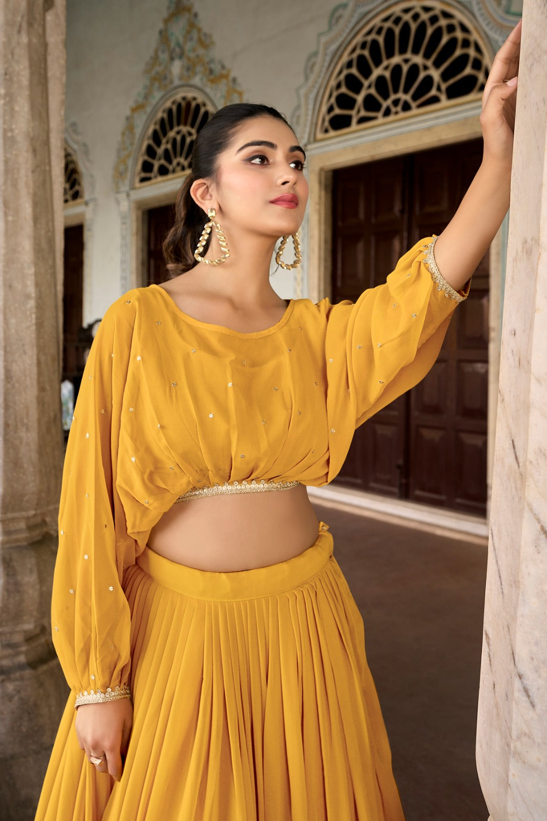 Co ord lehenga choli set Georgette fabric Sequence with embroidery work lehenga
