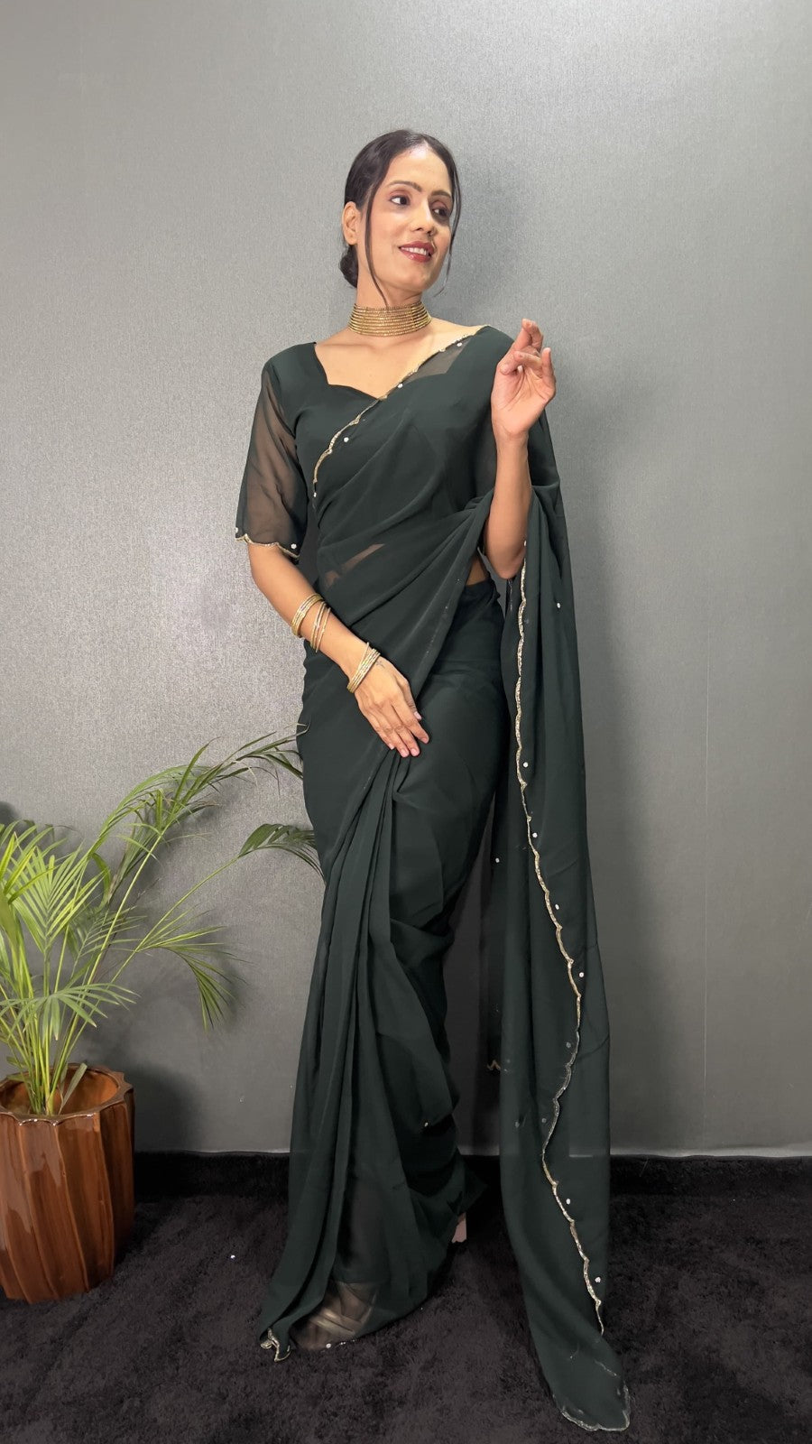 Ready to wear premium georgette fabric with cut Handwork saree