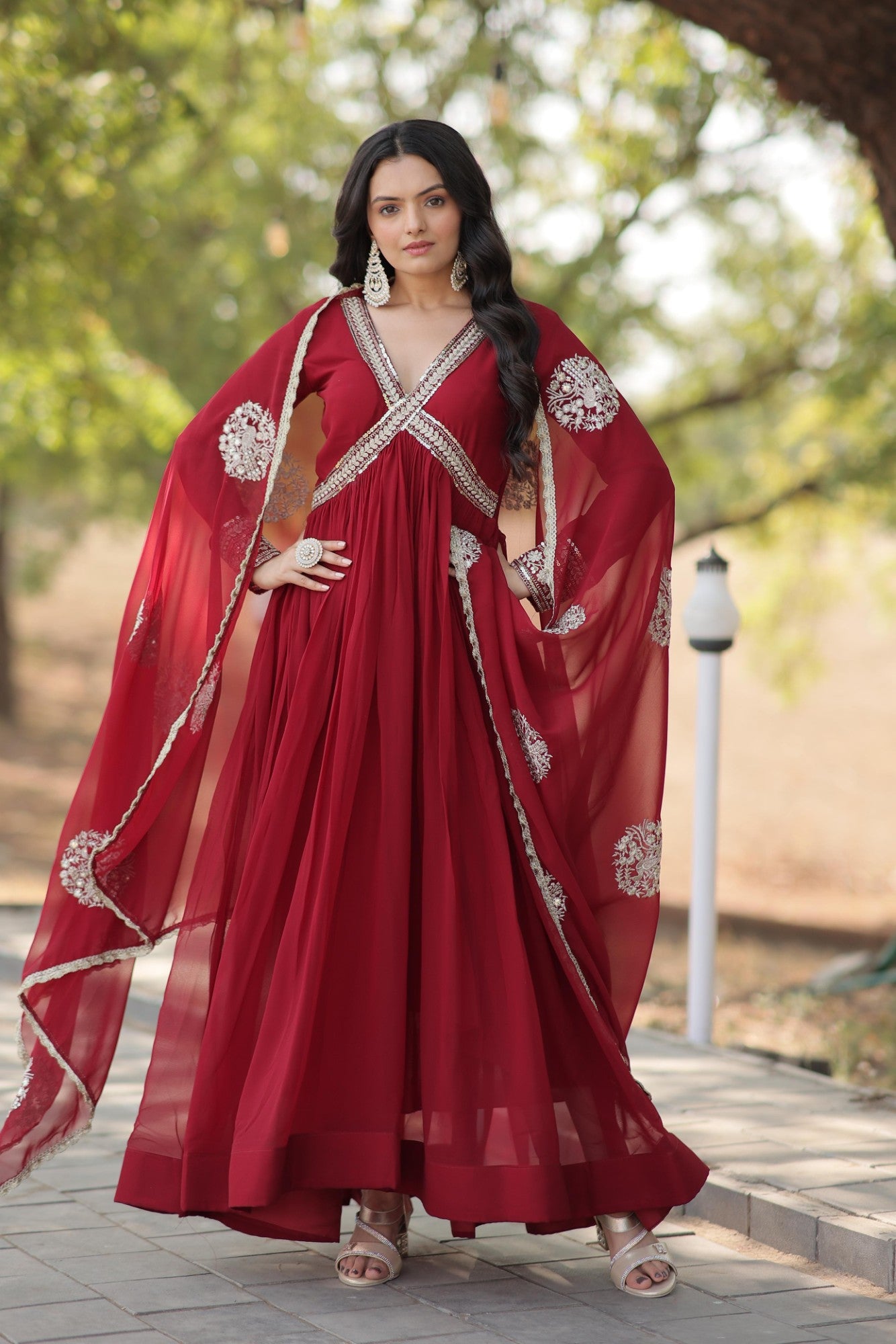 Readymade Gown Alia cut Pattern with Dupatta Set for women