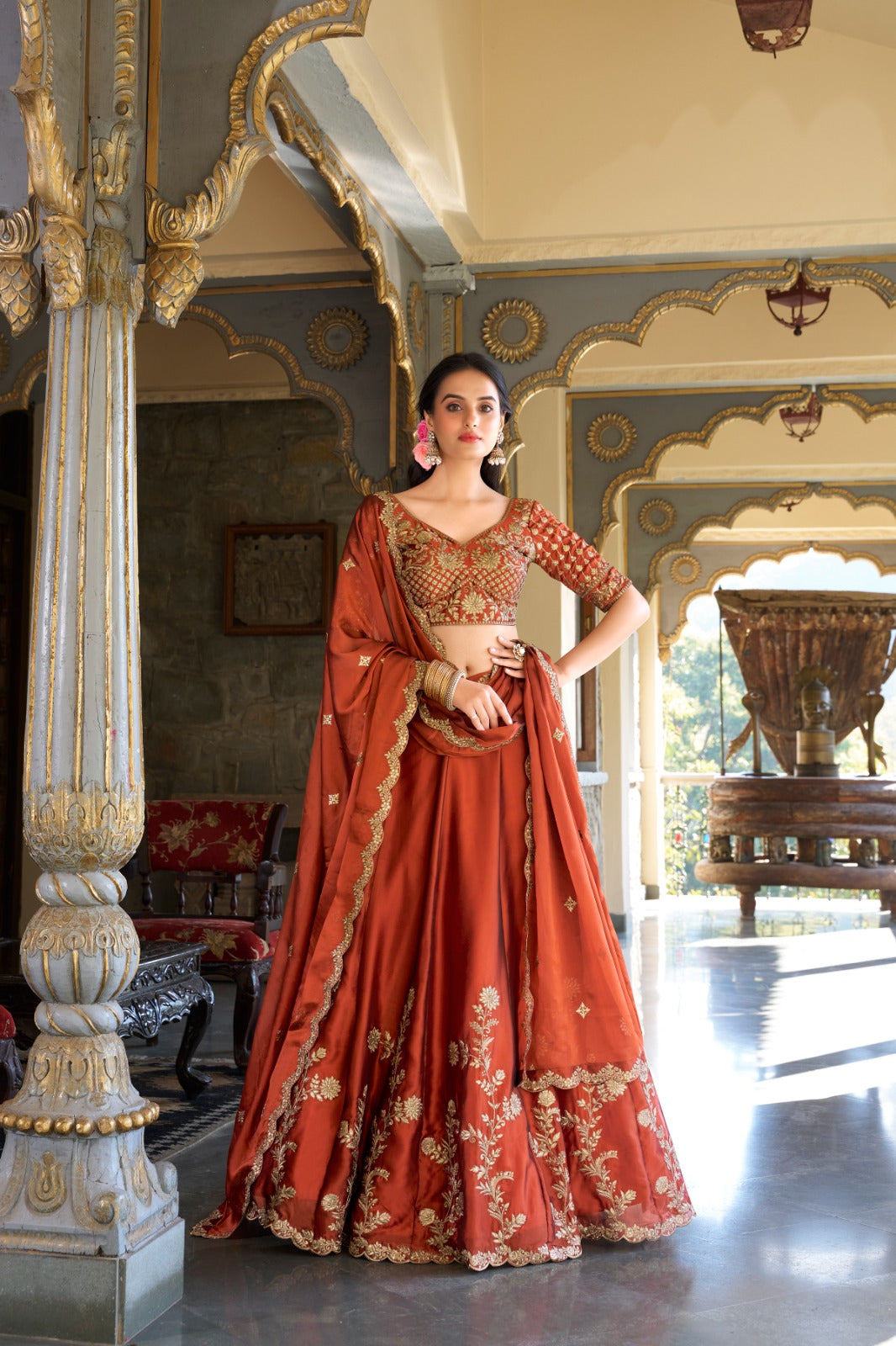 Rangoli silk with Sequins and thread embroidery work Lehenga Choli with Dupatta
