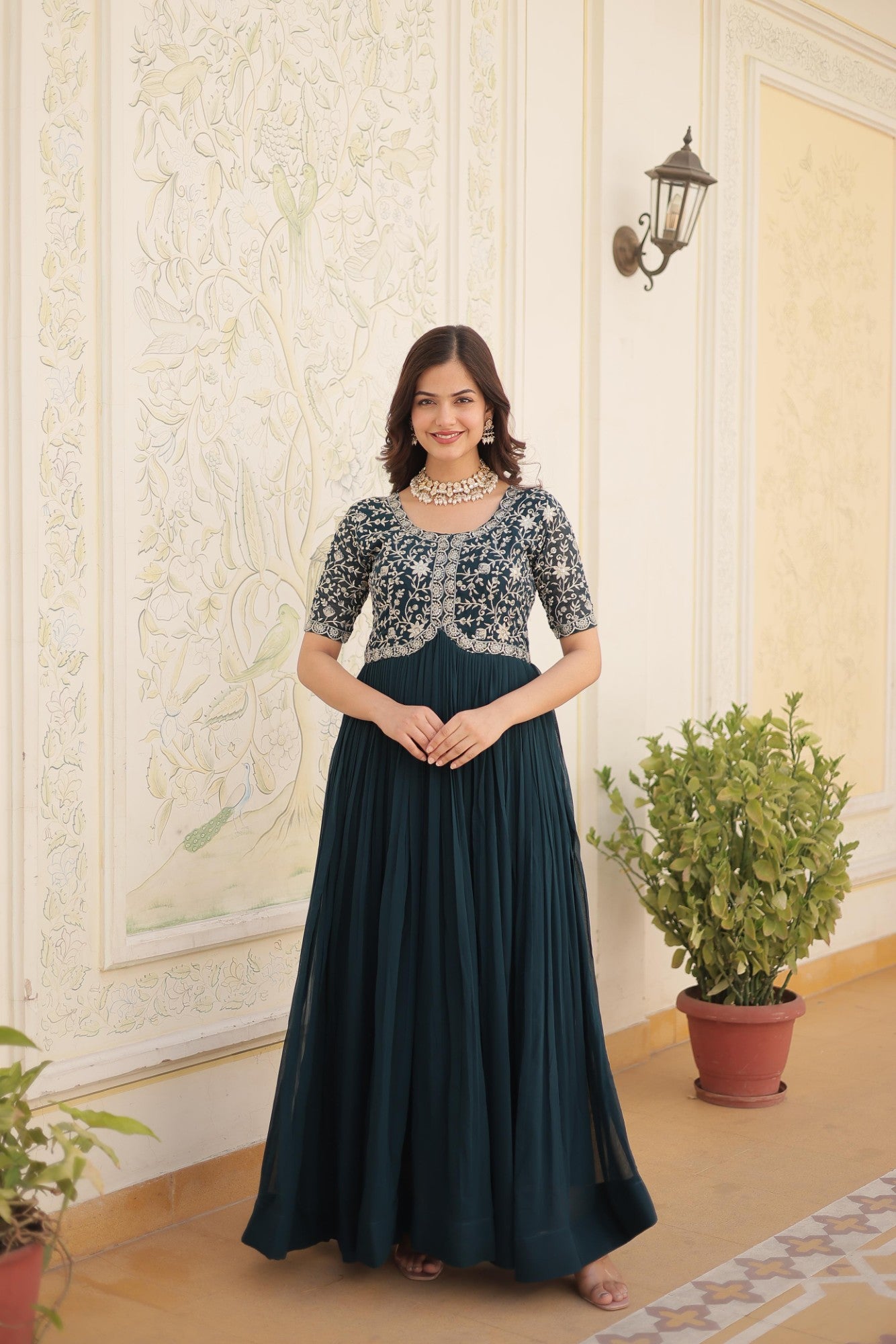 Readymade Gown for women Georgette Fabric with Sequins Embroidery work Designer Gown