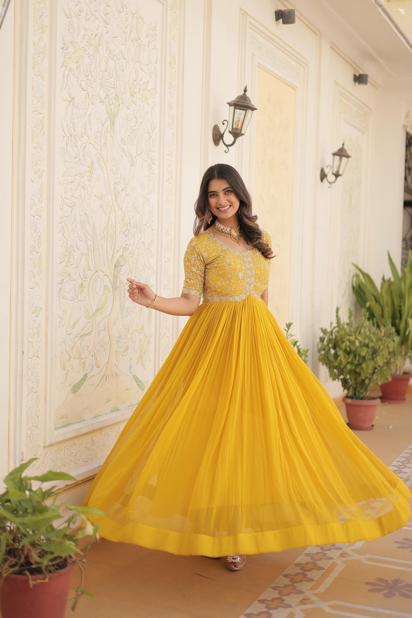 Readymade Gown for women Georgette Fabric with Sequins Embroidery work Designer Gown