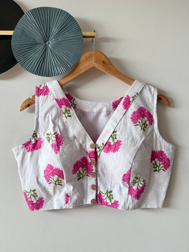 Sleeveless blouse Cotton fabric Hand block printed blouse wear blouse