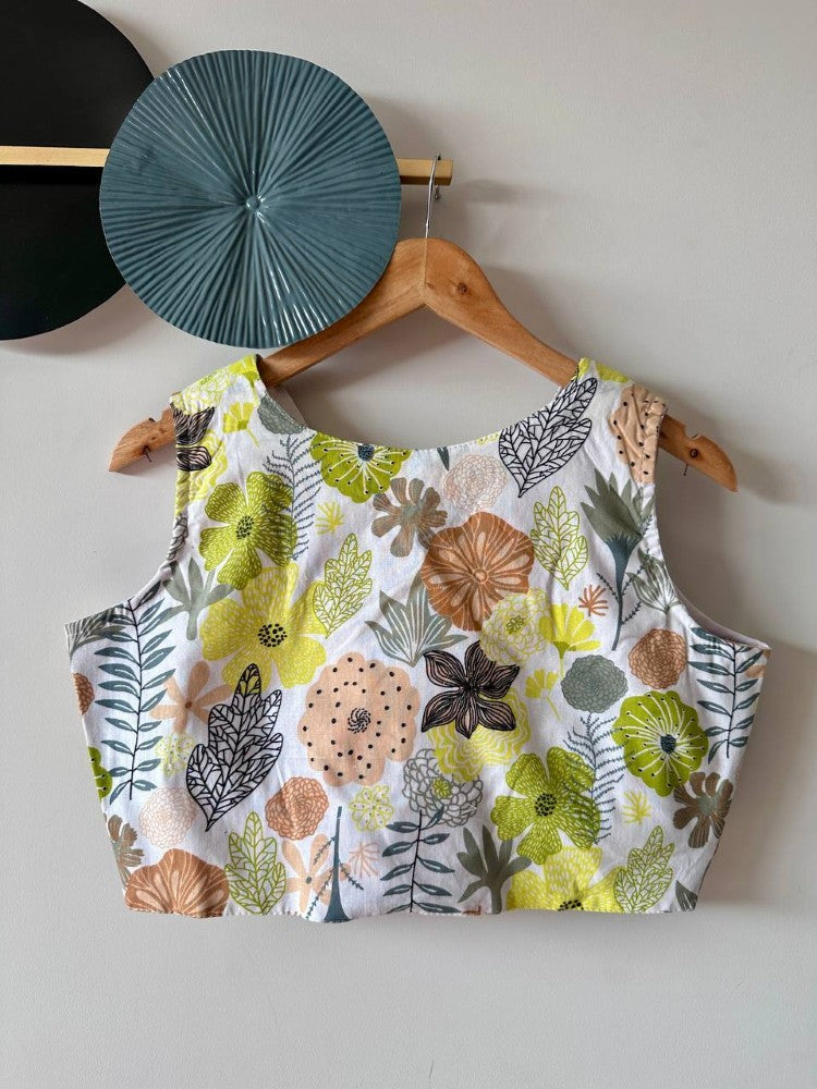 Sleeveless blouse Cotton fabric Hand block printed blouse wear blouse