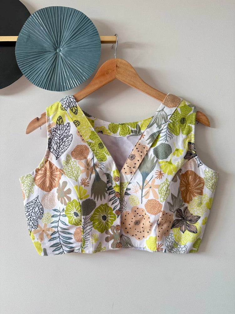Sleeveless blouse Cotton fabric Hand block printed blouse wear blouse